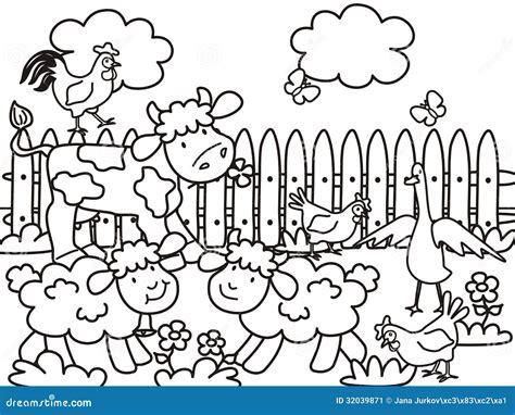 Farm Animals Coloring Book, Vector Illustration Stock Vector ...