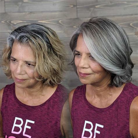 5 Ideas for Blending Gray Hair with Highlights and Lowlights | Grey hair transformation, Gray ...