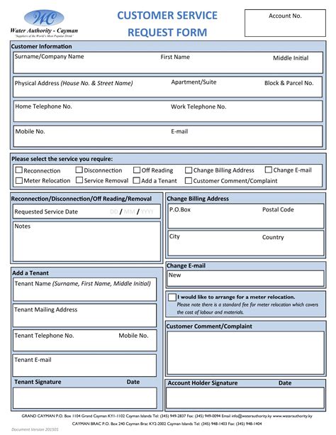 Customer Service Form Template