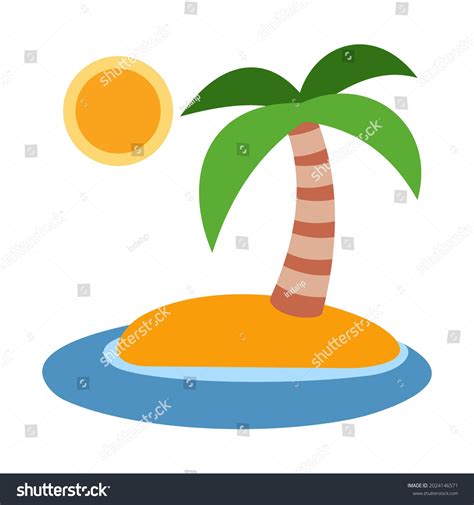 Desert Island Flat Icon Emoji Isolated Stock Vector (Royalty Free ...