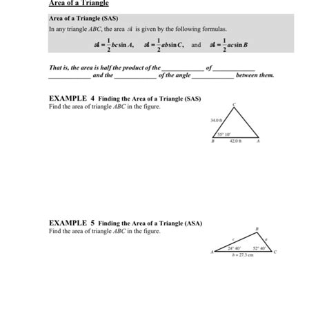 Solved Area of a Triangle Area of a Triangle (SAS) In any | Chegg.com