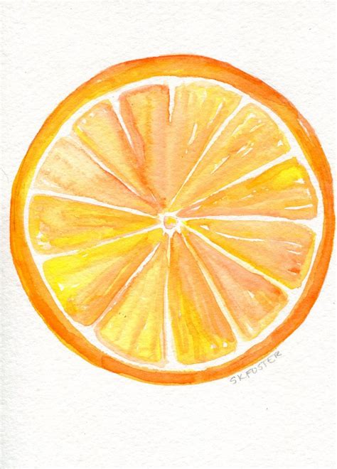 Orange watercolor painting, watercolor orange painting 5x7 original ...