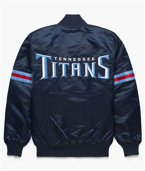 Starter Navy Blue Satin Striped Tennessee Titans Jacket - Jackets Creator