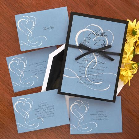 Flourished Double Hearts Wedding Invitations-Available in 4 Colors!