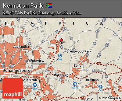 Free Shaded Relief Map of Kempton Park