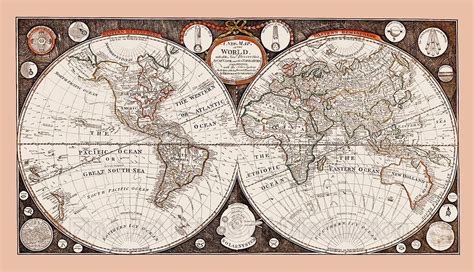 1799 World Map with Captain Cook's Voyages Art Print | Brandywine General Store