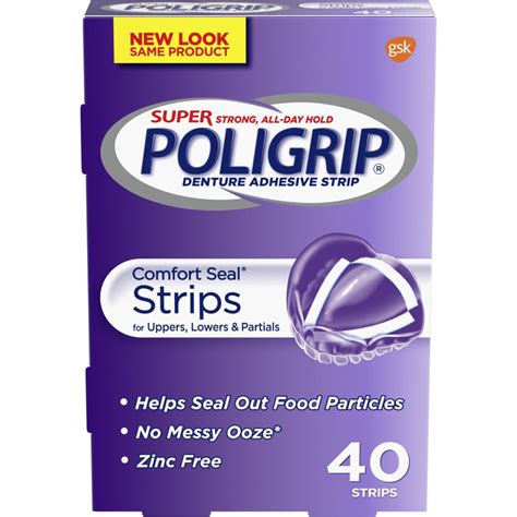 Super Poligrip Comfort Seal Denture Adhesive Strips, 40 Count - Walmart.com