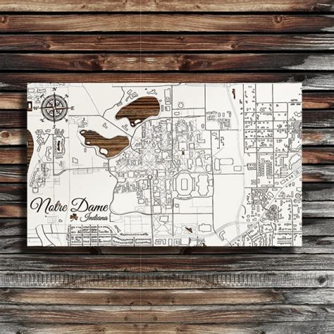 Notre Dame Campus, Indiana Wood Map | Alumni Gift | Burnt Laser-Cut ...