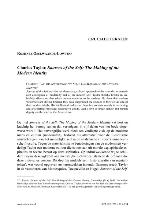 (PDF) Cruciale Teksten – Charles Taylor, Sources of the Self: The ...