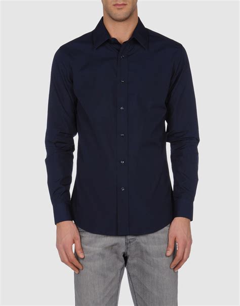 Yves Saint Laurent Rive Gauche Long Sleeve Shirts in Blue for Men | Lyst