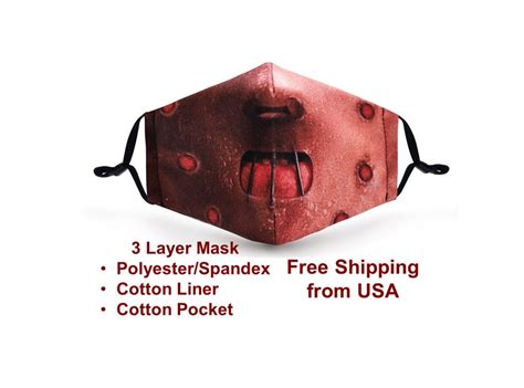 Hannibal Lecter Face Mask Halloween Costume With Filter Pocket 2 Filters Reusable Washable 3 ...