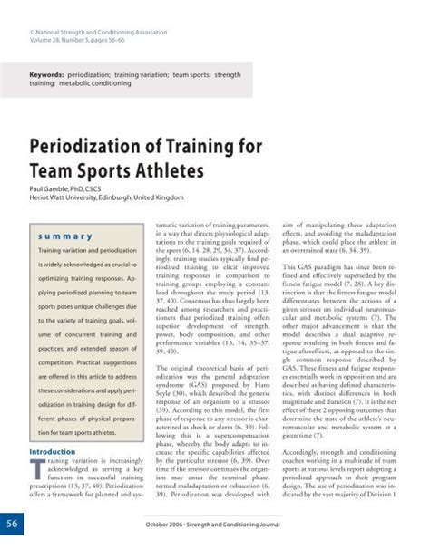 Periodization of Training for Team Sports Athletes