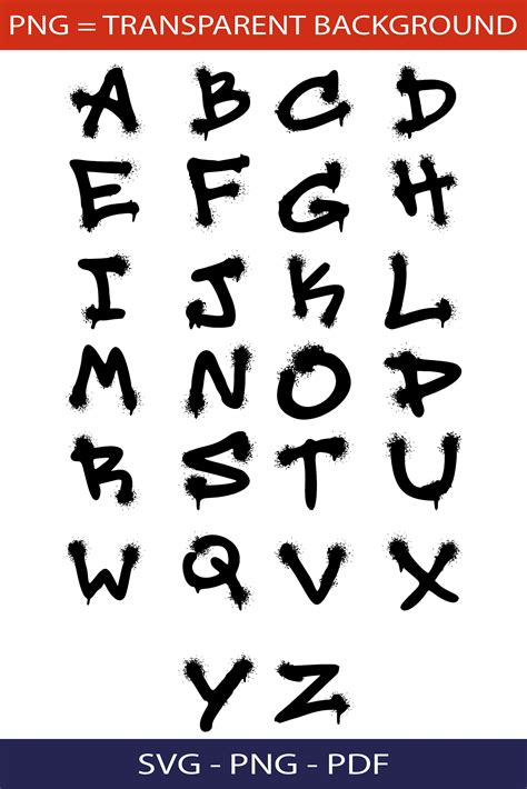 Graffiti Alphabet SVG PNG PDF Instant Download - Etsy