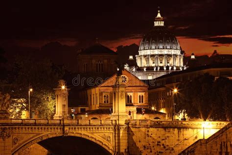 St. Peter`s Basilica in Vatican at Night Stock Image - Image of ...