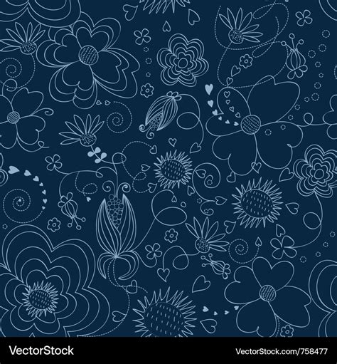 Dark blue floral seamless pattern Royalty Free Vector Image