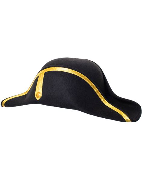 Colonial Hat | Adults Black & Gold Admiral Costume Hat