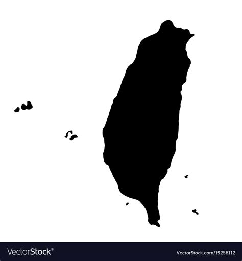 Black silhouette country borders map of taiwan Vector Image