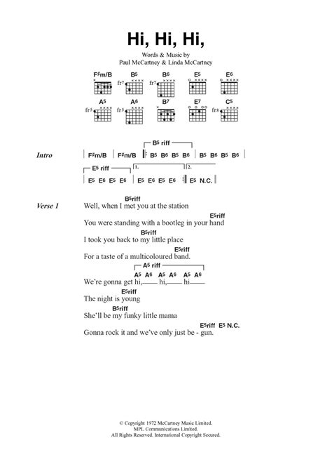 Hi Hi Hi by Wings - Guitar Chords/Lyrics - Guitar Instructor