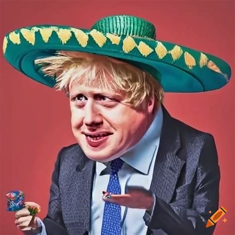 Boris johnson wearing a mexican sombrero on Craiyon