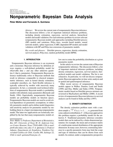 (PDF) Nonparametric Bayesian Data Analysis