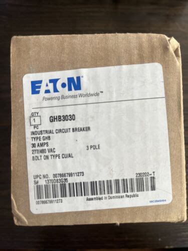 Eaton GHB3030 3P 30A Bolt On Circuit Breaker New In Box USA Stock | eBay