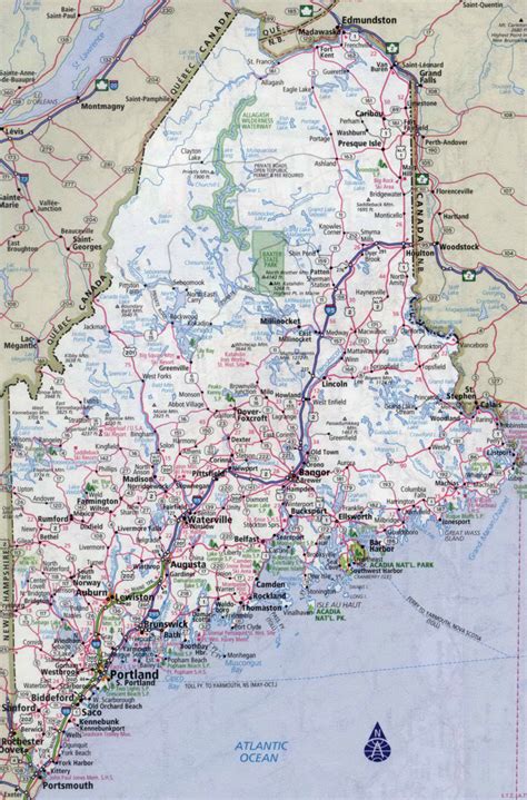 Large Detailed Roads And Highways Map Of Maine State With – Printable ...