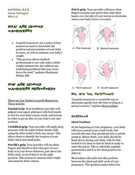 Leopolds Transes - MATERNAL RLE B Alexis Talatagod BSN 2- WHAT ARE LEOPOLD MANEUVERS? Leopold ...