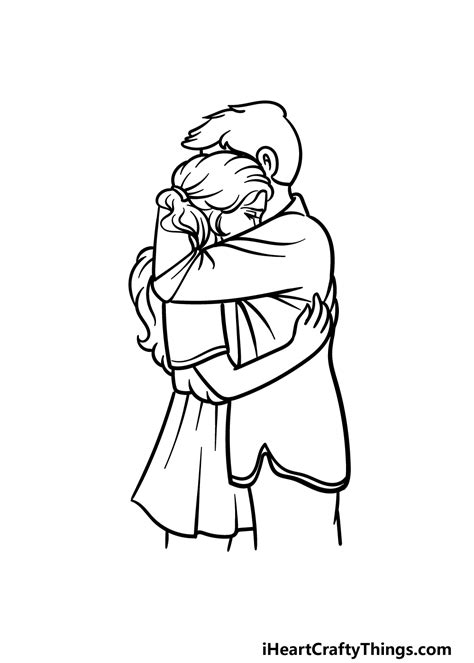 Two People Hugging Drawing