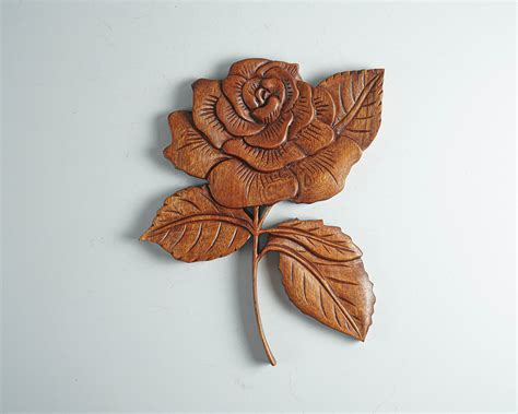 Wooden Rose Rose Wall Decor Wood Carving Wooden Flower - Etsy