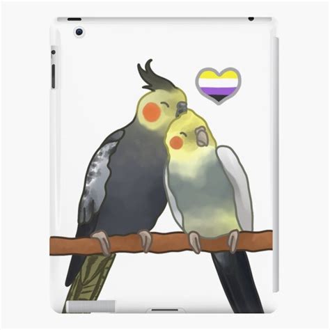 "Nonbinary Cuddling Cockatiels" iPad Case & Skin by AdoraBirdArt ...