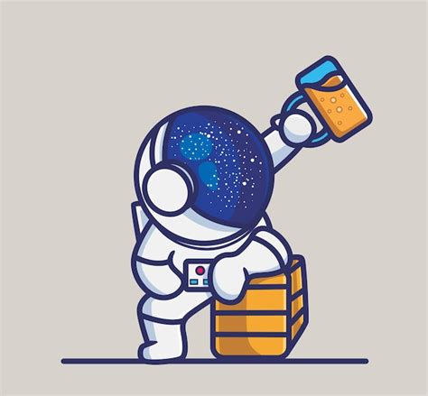 Premium Vector | Chill astronaut. astronaut drinking illustration