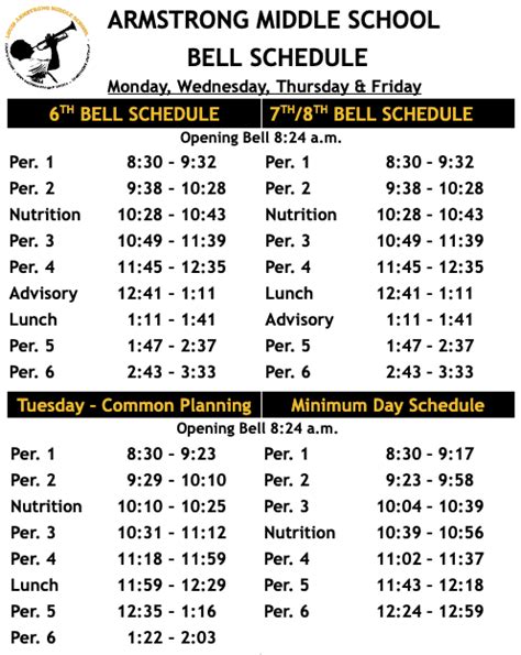 Bell Schedule – Bell Schedule – Louis Armstrong Middle School