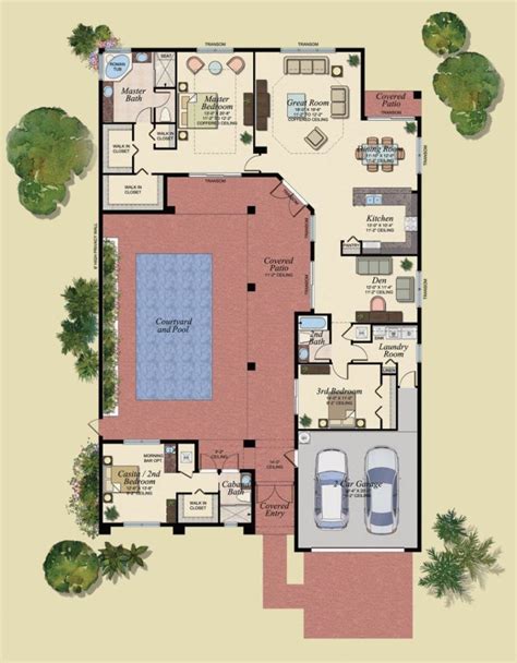 U Shaped House Plans With Courtyard - Hiring Interior Designer