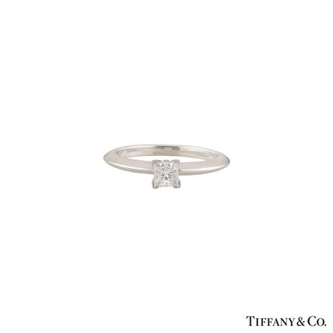 Tiffany & Co. Platinum Princess Cut Diamond Ring 0.34ct E/VVS1 | Rich ...