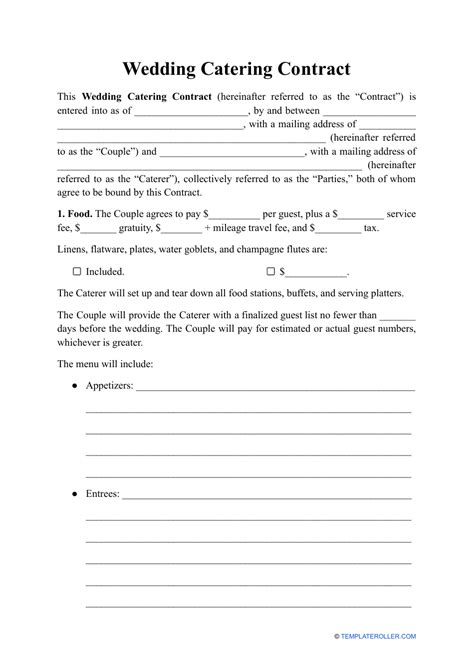 Wedding Catering Contract Template - Fill Out, Sign Online and Download ...