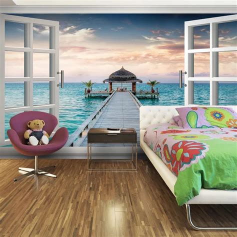 3d three dimensional wallpaper bedroom wall wallpaper romantic mural blank window-in Wallpapers ...