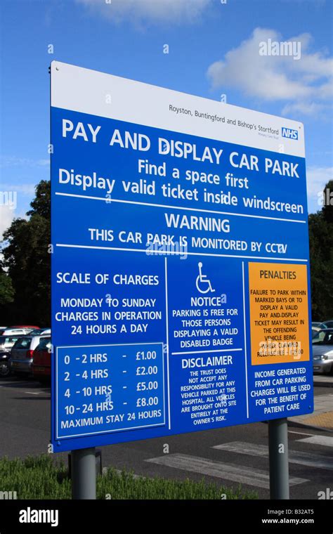 pay & display car park parking tariff herts and essex community NHS ...