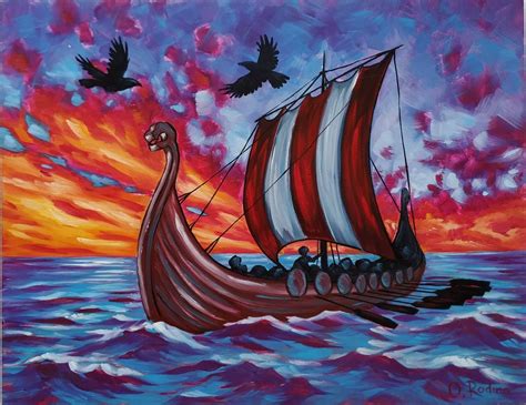 Drakkar Viking ship art viking painting viking longship oil | Etsy