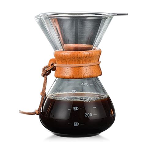 Classic Glass Hand Drip Coffee Maker Pot Chemex Style Pour Over 400ml W ...