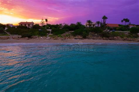 Aerial Shot Taken at the Sunset on a Beach Near Siracusa, Sicily, Italy ...