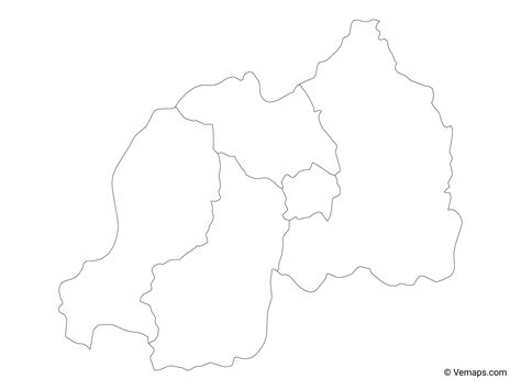 Outline Map of Rwanda with Provinces | Free Vector Maps