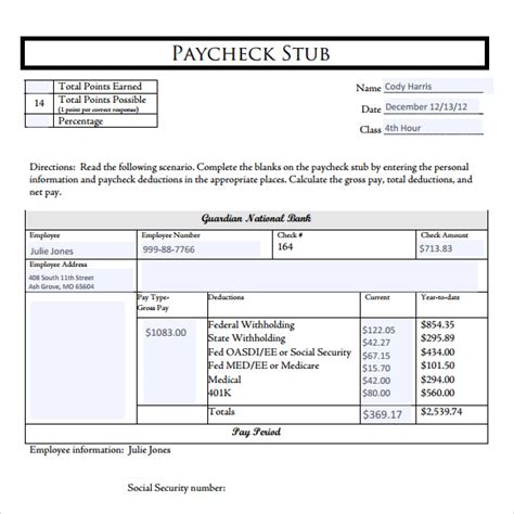 5+ Check Stub Samples | Sample Templates