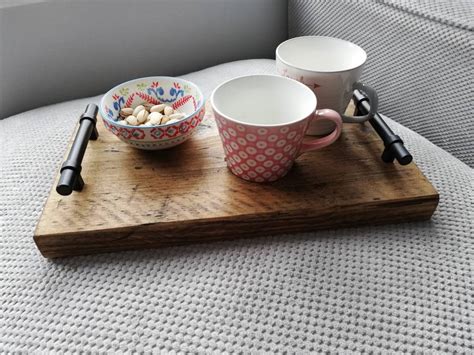 Rustic Reclaimed Wooden Tea Tray With Black Handles. Serving - Etsy UK