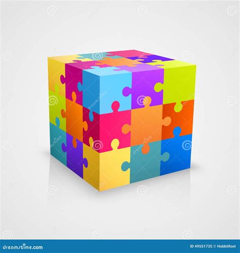 Colored Puzzle Cube. Vector Illustration Stock Vector - Image: 49551735