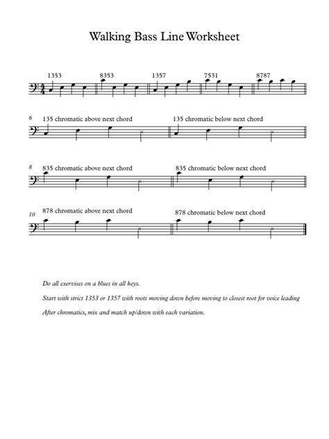 Walking Bass Line Worksheet - Full Score | PDF