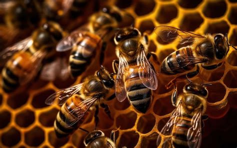 Premium AI Image | A group of bees working together inside their hive