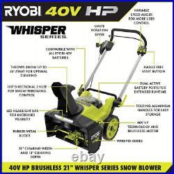 RYOBI 40V HP 21-inch Brushless Cordless Battery Snow Blower Kit with (2) 7.5 Ah | Snow Blowers