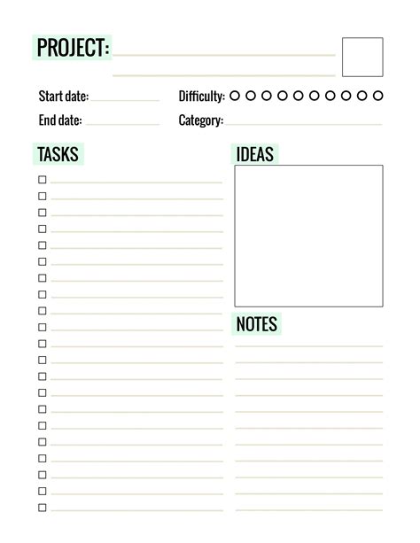 Printable Project Planner