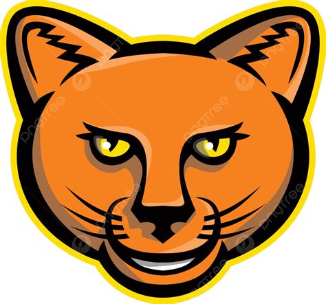 Smiling Puma Head Mascot Retro Big Cat Cartoon Vector, Retro, Big Cat ...