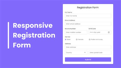 Create Responsive Registration Form in HTML & CSS